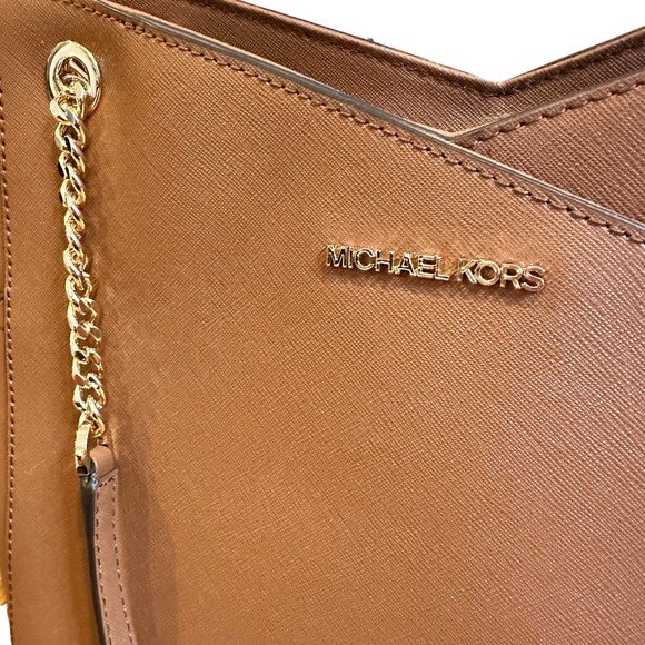 Michael Kors Jet Set Leather Luggage Brown Travel Shoulder Tote NWT - Picture 2 of 15